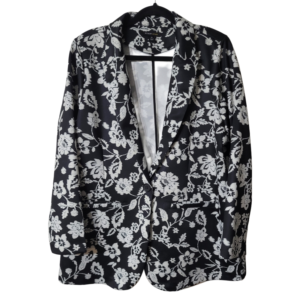 Robert Louis Black and White Floral Blazer Size 2X